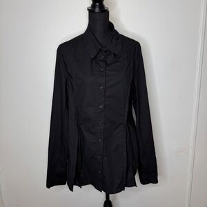 Studio Rundholz Black Cotton Pleated Button Down Shirt Blouse Avant-Garde Medium